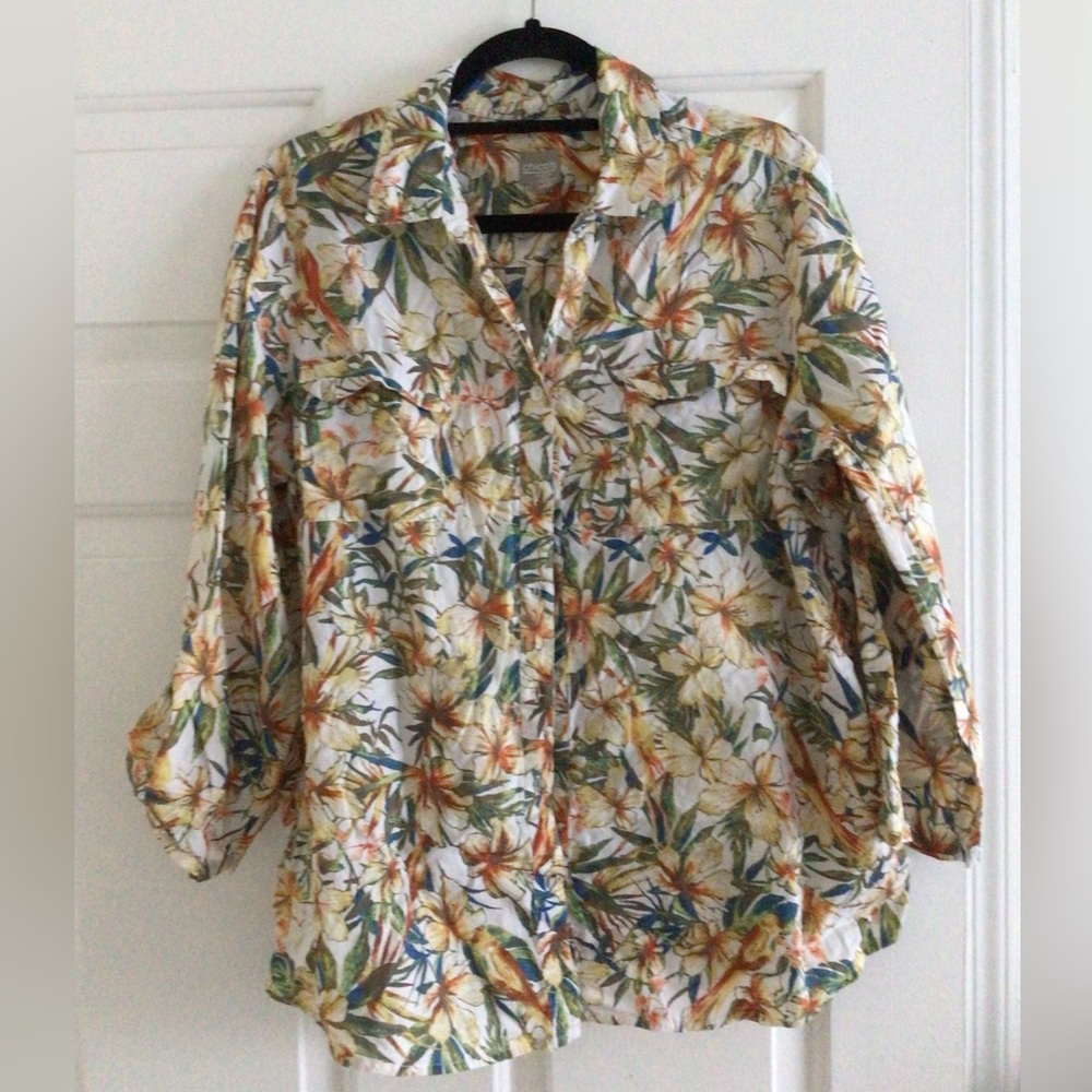 Chico's Multicolor Floral Button-Down Shirt